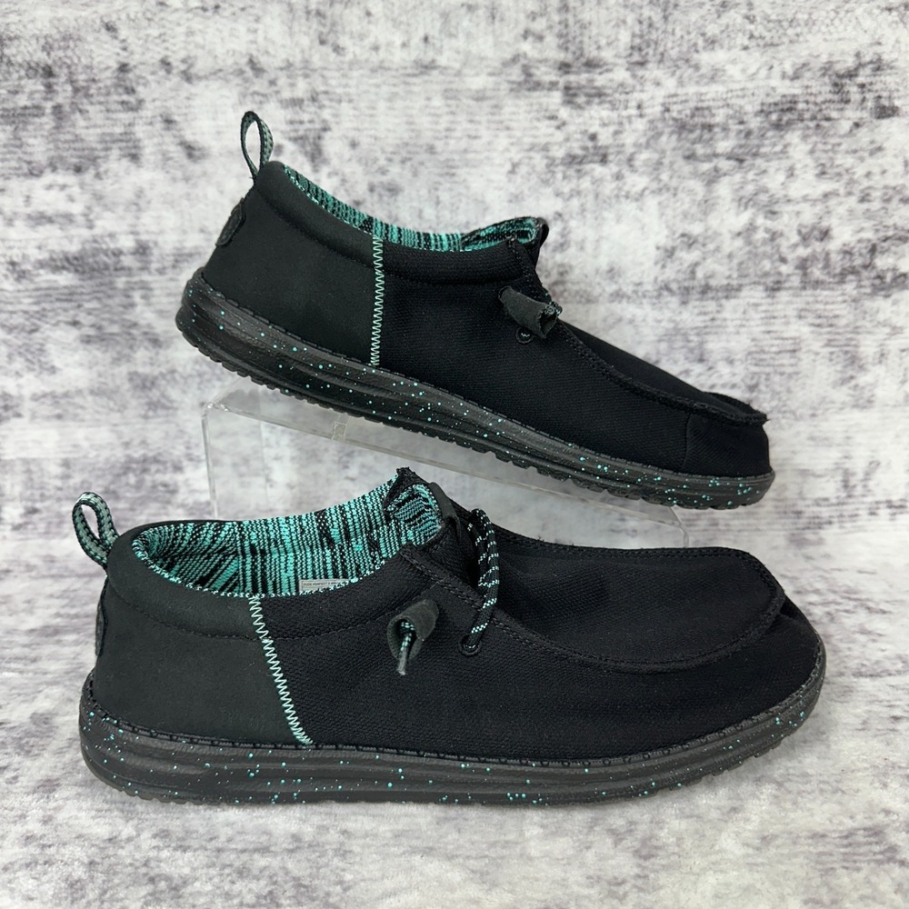 Hey Dude Dude Perfect x Wally Funk Men's 12 Teal Black Slip-On Shoes 42886-3WT